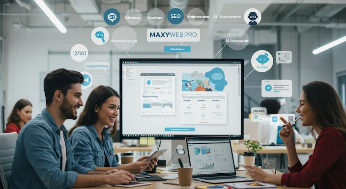 l equipo de Maxyweb Pro en Caracas analizando datos de un proyecto con inteligencia artificial